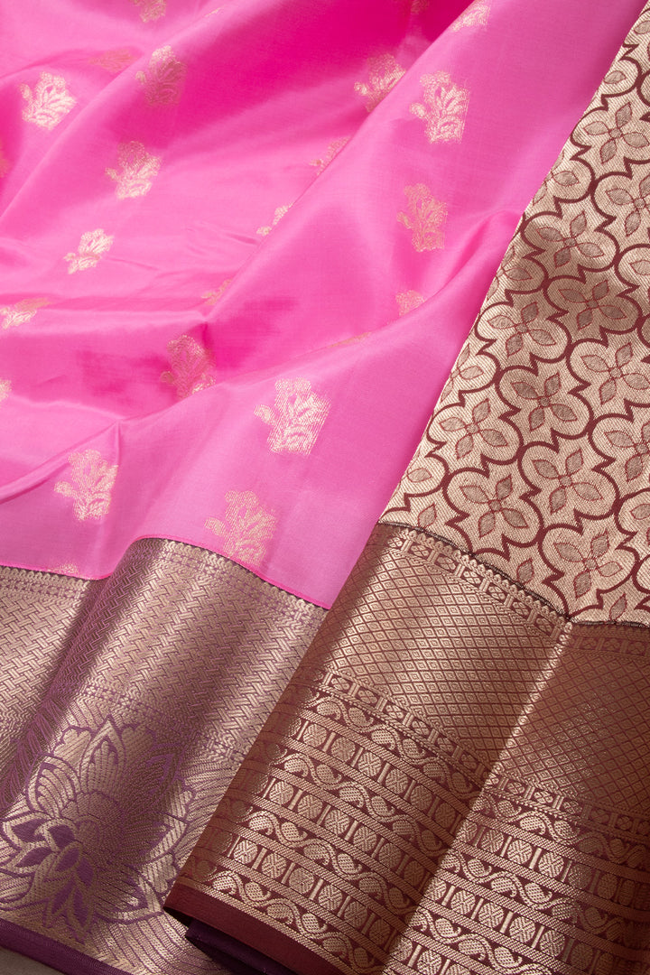 Pink Handloom Kanjivaram Blended Silk Saree 10072901