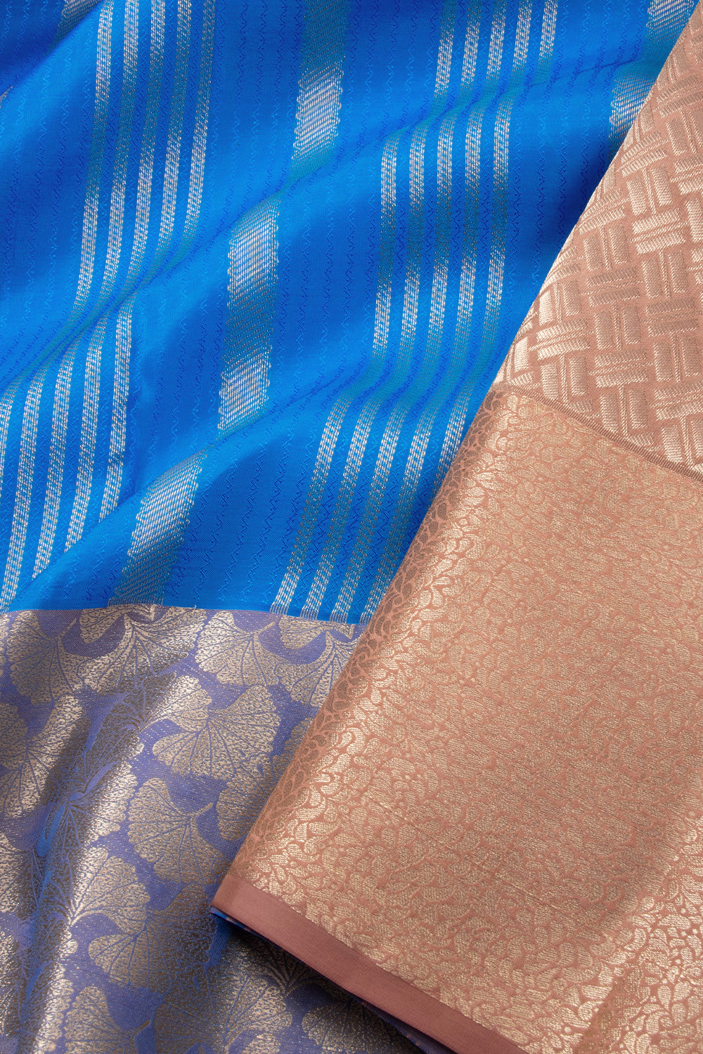 Blue Handloom Kanjivaram Blended Silk Saree 10072902