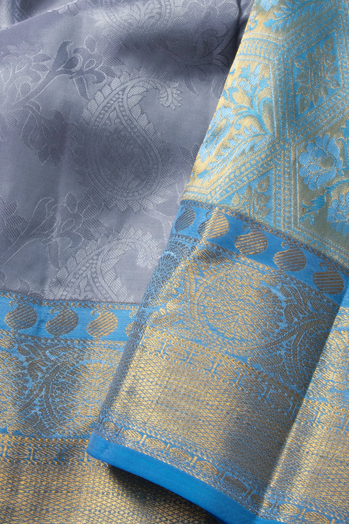 Grey Handloom Kanjivaram Blended Silk Saree 10072903