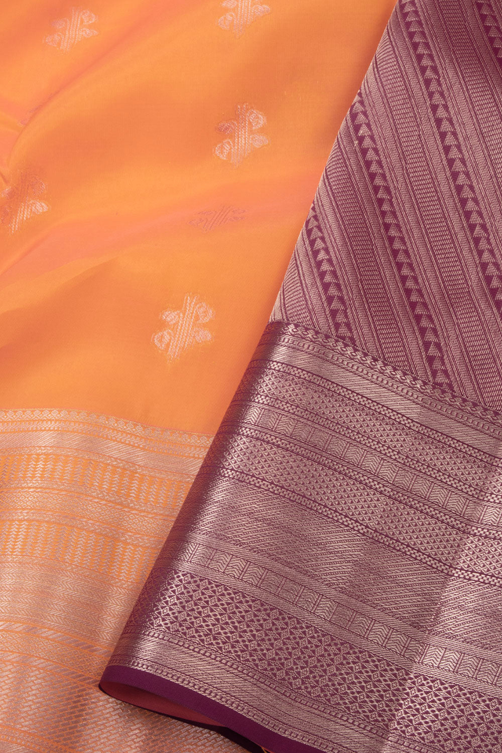 Orange Handloom Kanjivaram Silk Saree 10073824