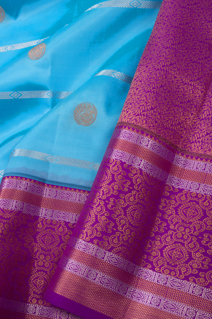 Blue Handloom Kanjivaram Silk Saree 10073837