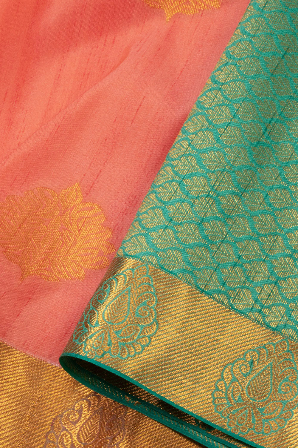 Peach Jute Weave Kanjivaram Silk Saree 10073843