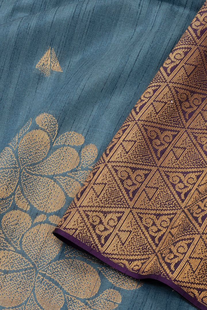 Blue Jute Weave Kanjivaram Silk Saree 10073848