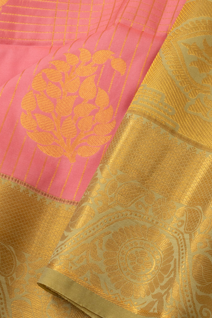 Pink Kanjivaram Silk Saree with Contrast Pallu 10073853