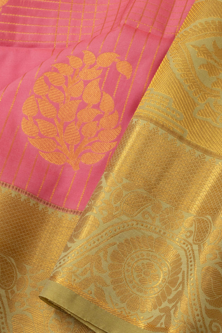 Pink Kanjivaram Silk Saree with Contrast Pallu 10073853