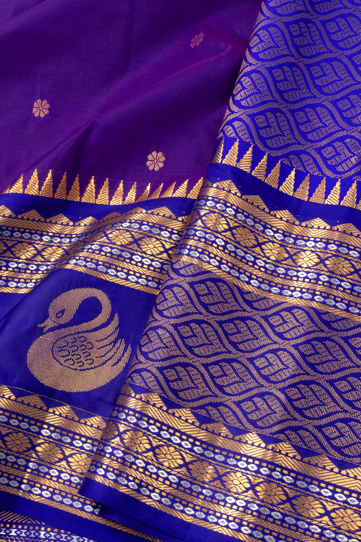 Purple Handloom Kanjivaram Silk Saree 10073876