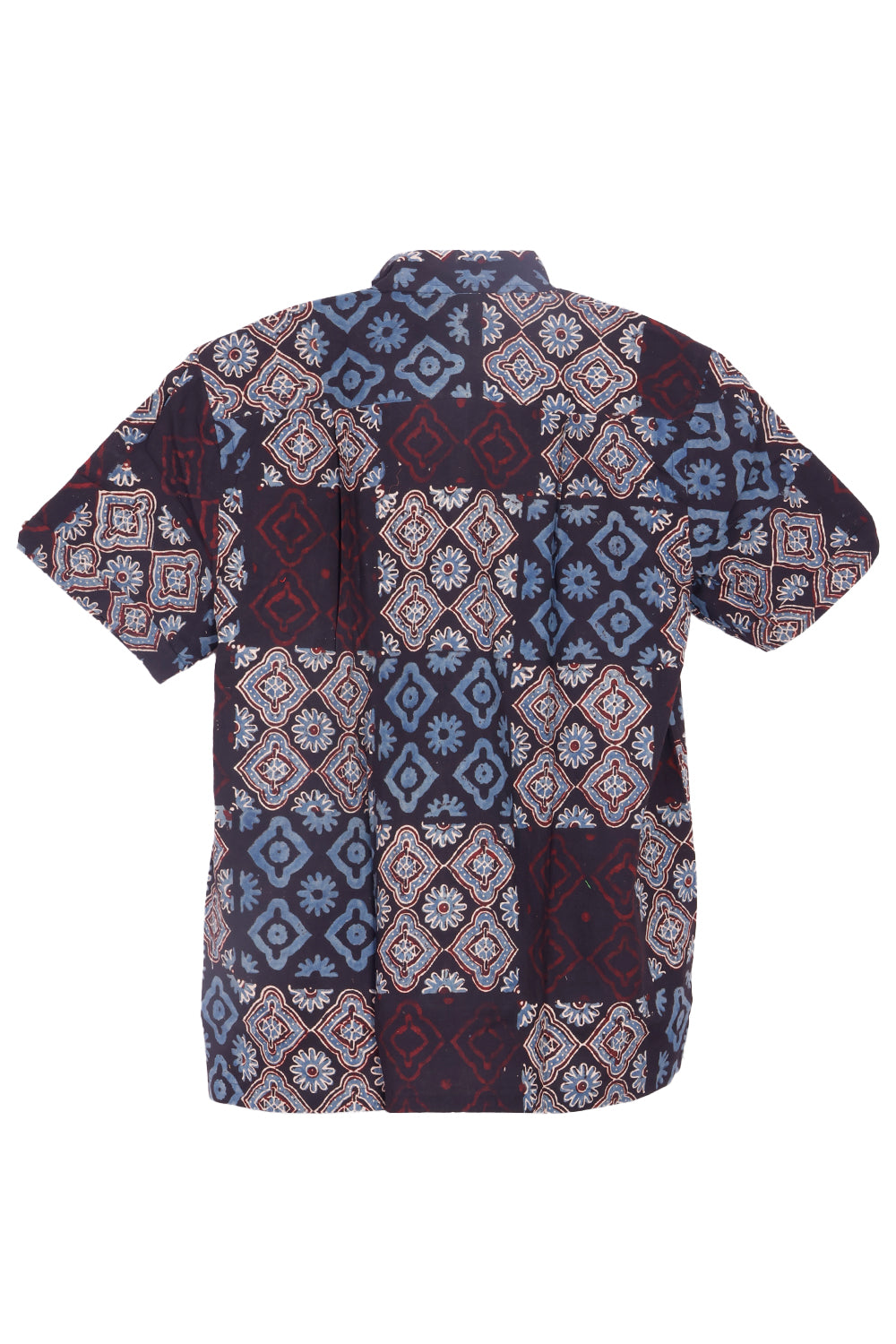 Black Half Sleeve Ajrakh Printed Cotton Mens Shirt 10072991