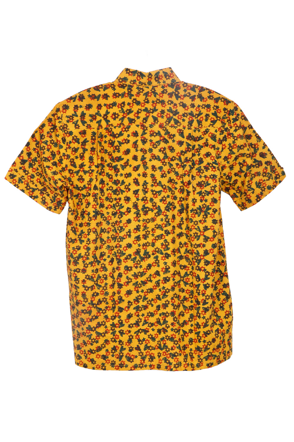 Yellow Half Sleeve Ajrakh Printed Cotton Mens Shirt 10072992