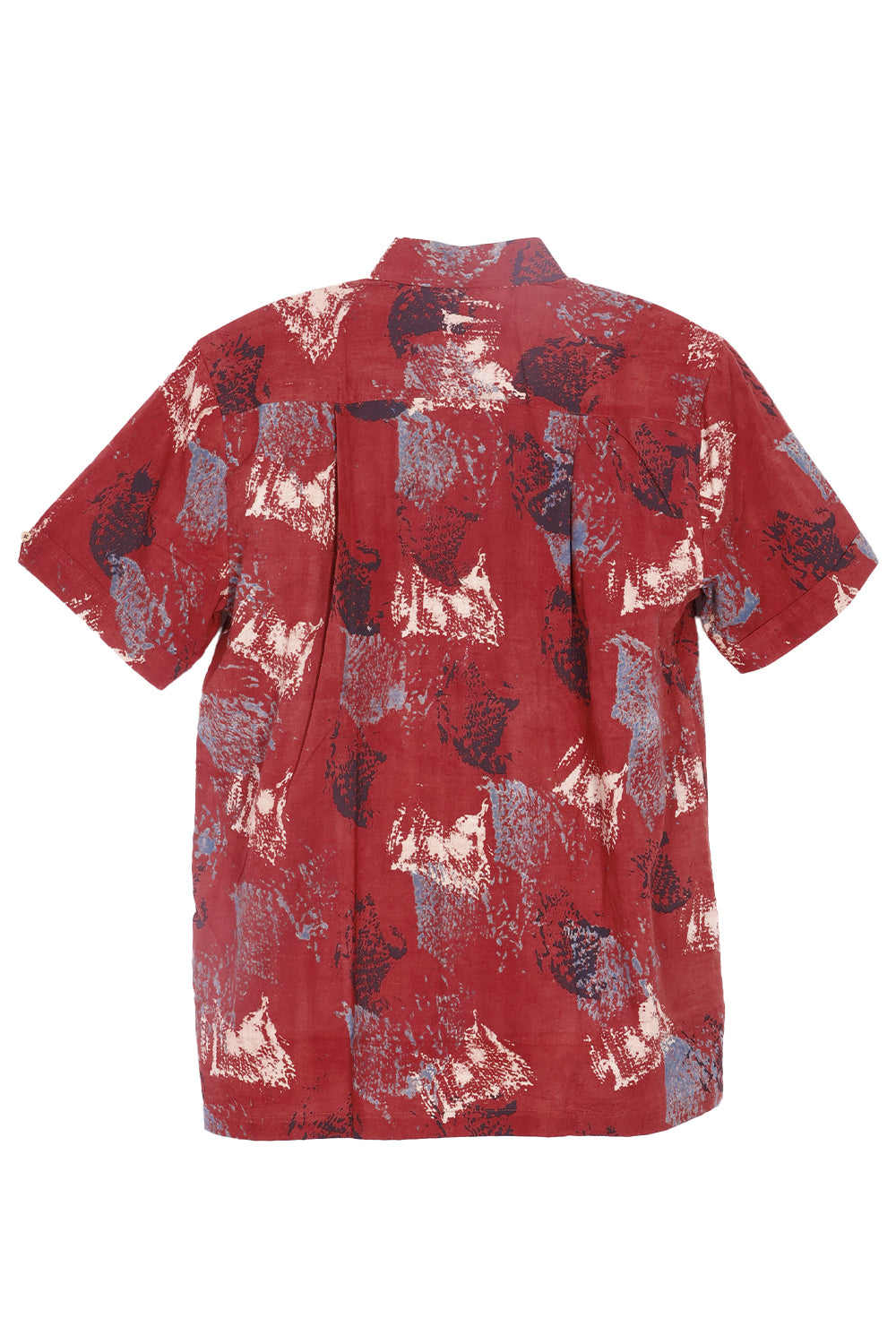 Red Half Sleeve Ajrakh Printed Cotton Mens Shirt 10072995