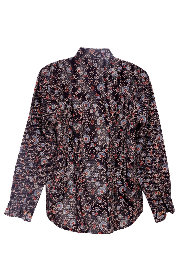 Brown Full Sleeve Ajrakh Printed Cotton Mens Shirt 10073000