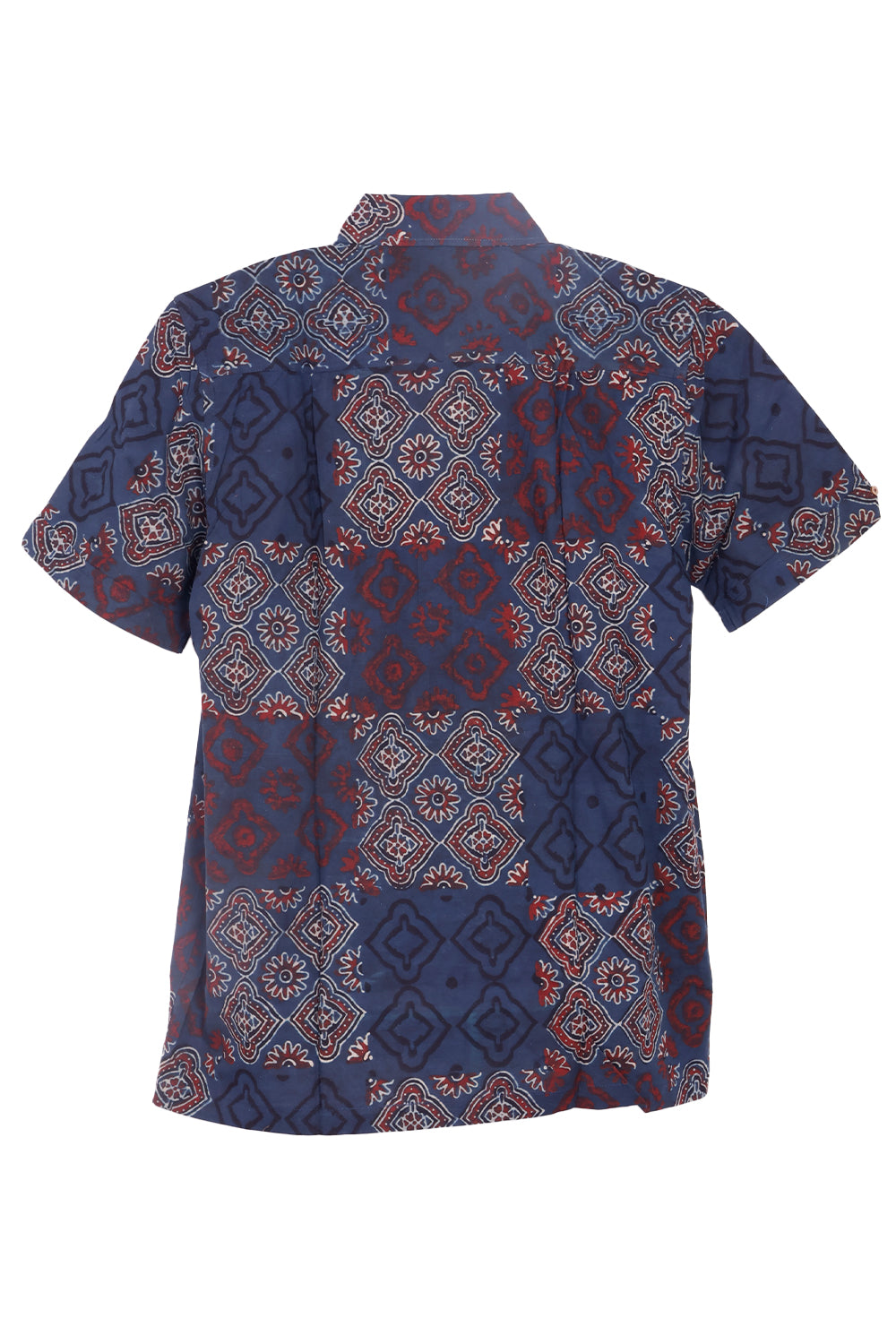 Blue Half Sleeve Ajrakh Printed Cotton Mens Shirt 10073051