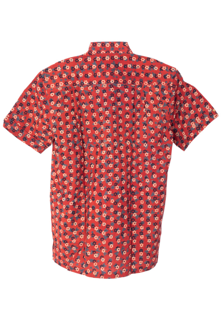 Red Half Sleeve Ajrakh Printed Cotton Mens Shirt 10073171