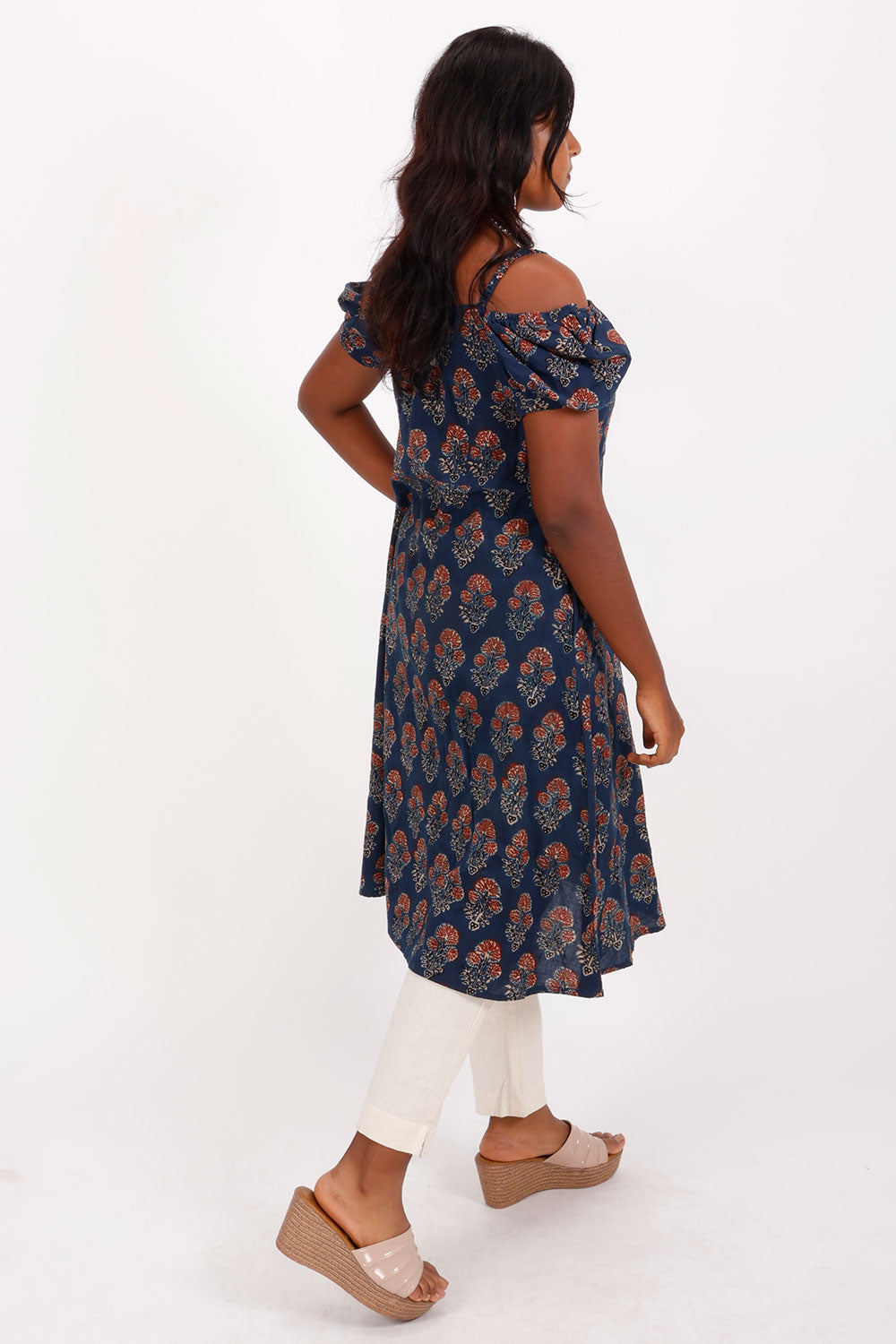 Blue Hand Block Printed Cotton Kurta