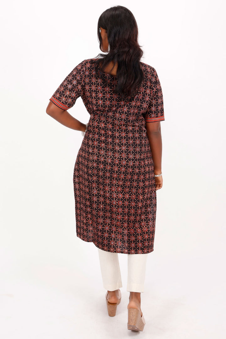 Brown Hand Block Printed Cotton Kurta