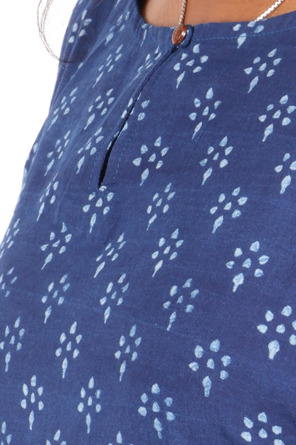 Indigo Hand Printed Cotton Kurta