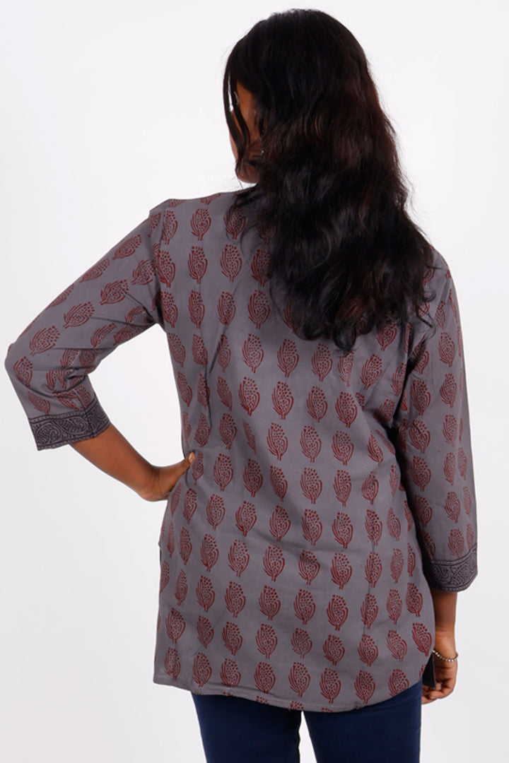 Grey Bagh Printed Cotton Kurti