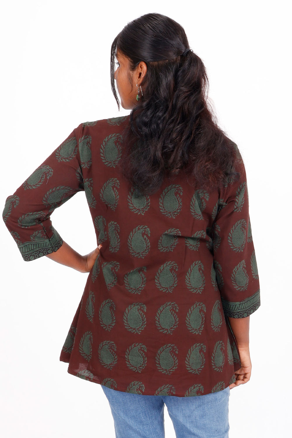 Brown Bagh Printed Cotton Kurti 