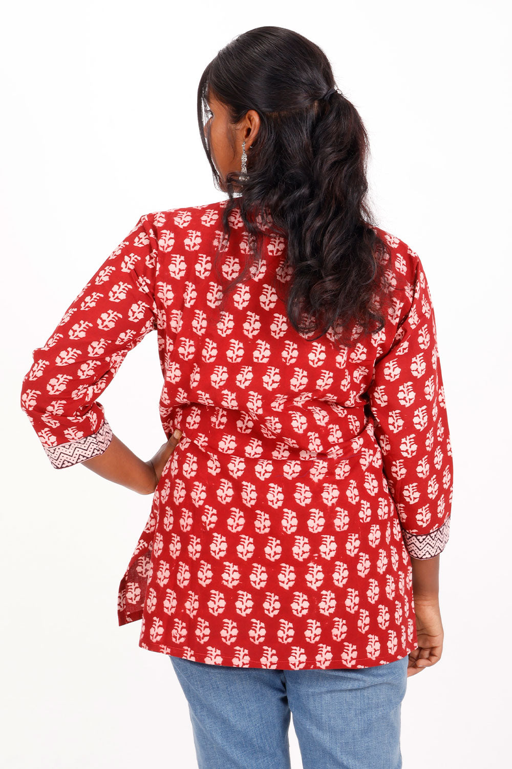 Red Bagh Printed Cotton Kurti