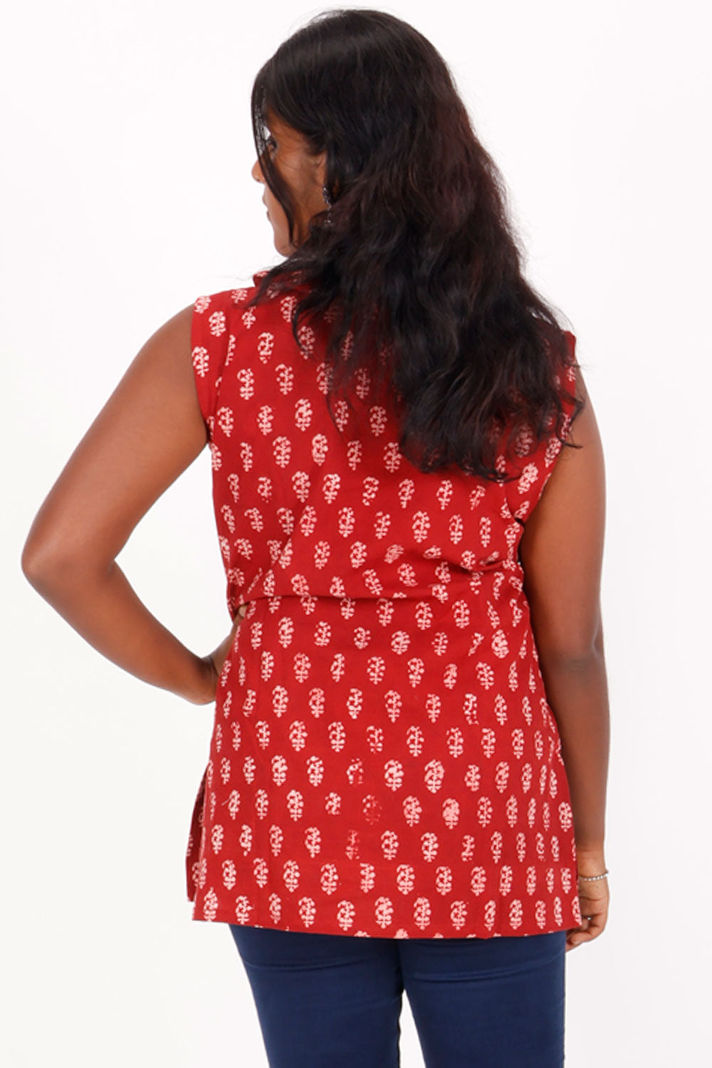 Red Bagh Printed Cotton Kurti