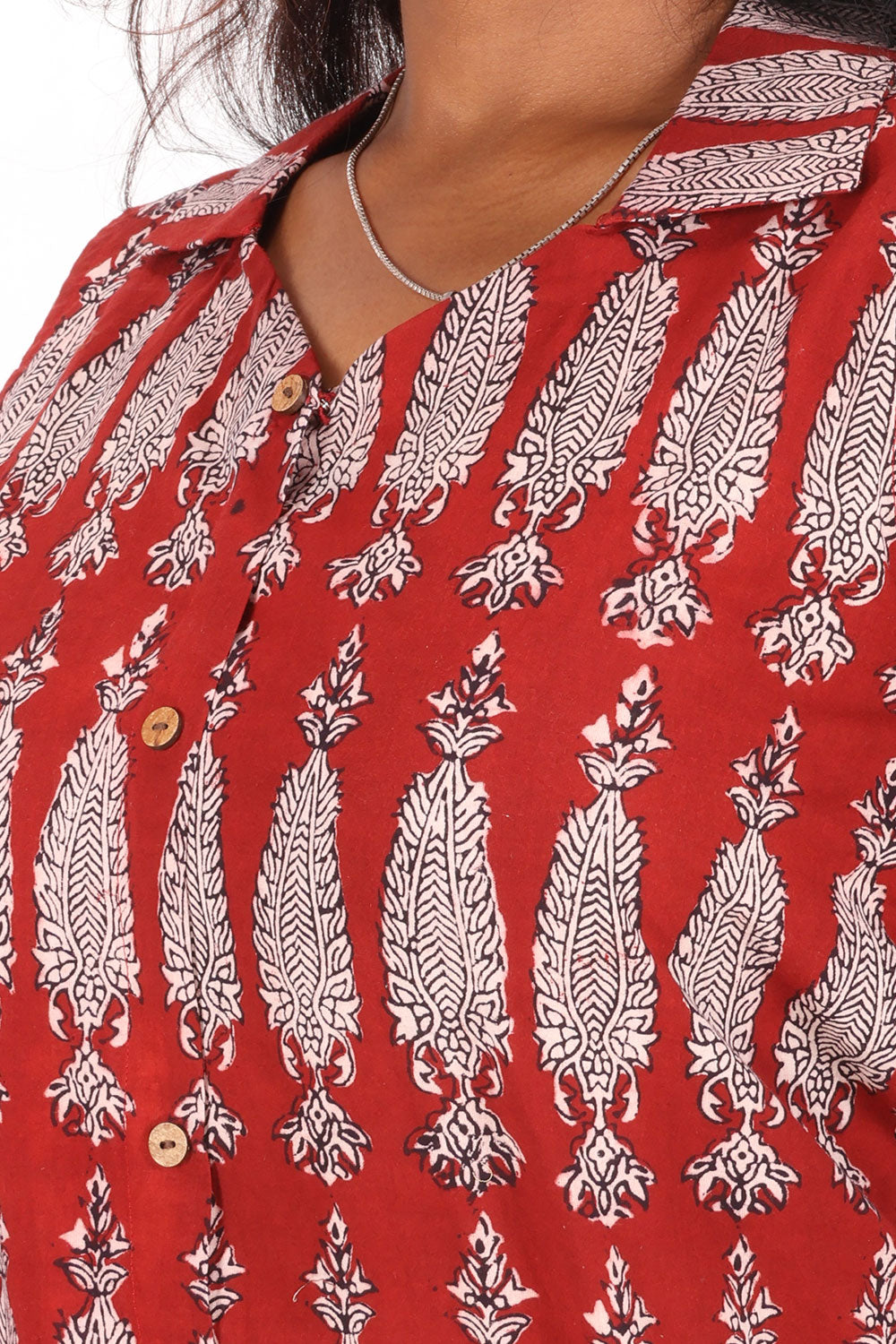 Red Bagh Printed Cotton Kurti