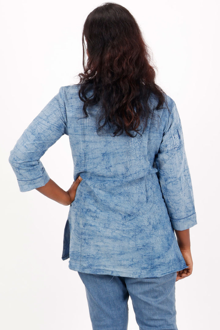 Indigo Hand Block Printed Cotton Kurti