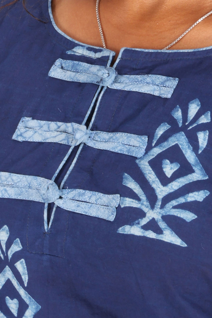 Indigo Hand Block Printed Cotton Kurti