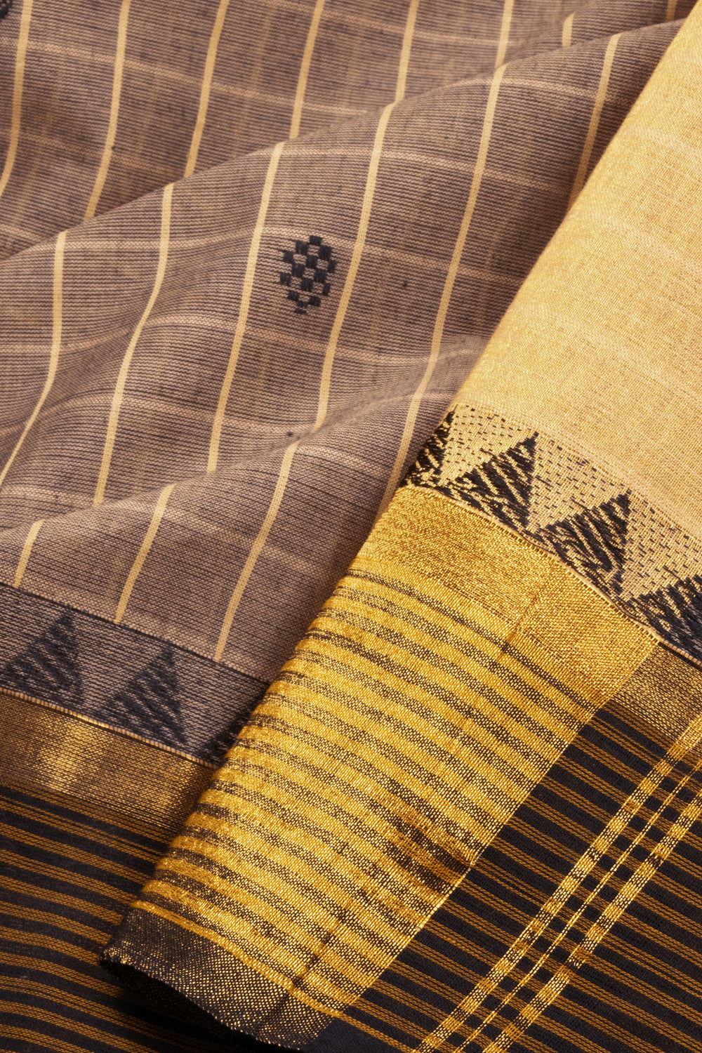 Brown Handloom Kanchi Cotton Saree