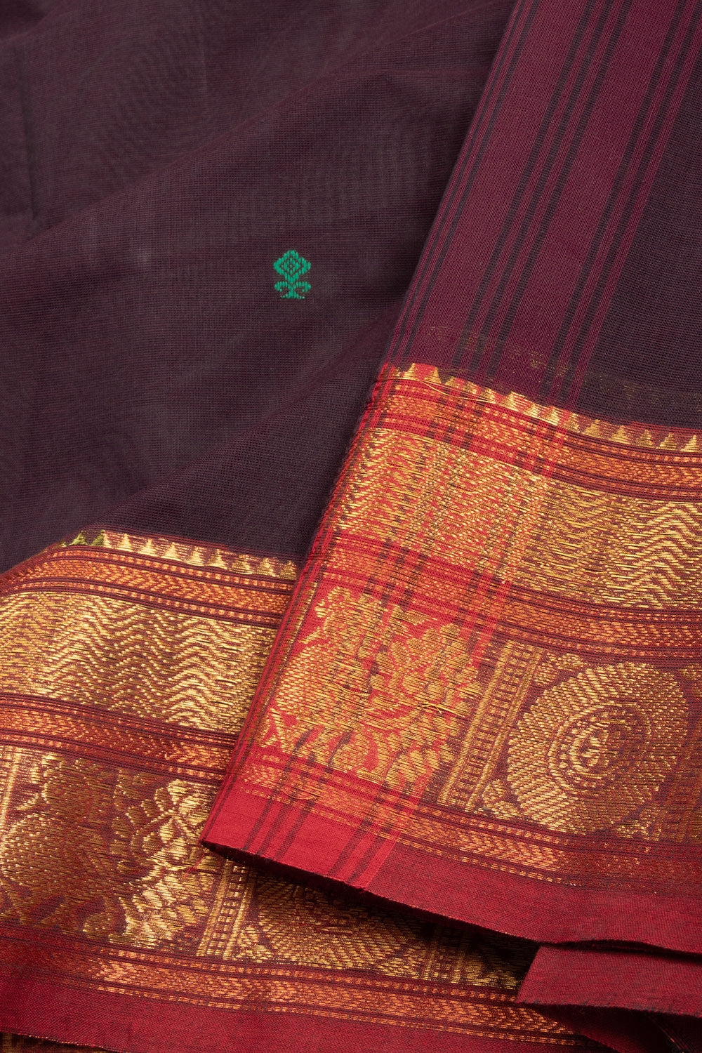 Brown Handloom Kanchi Cotton Saree