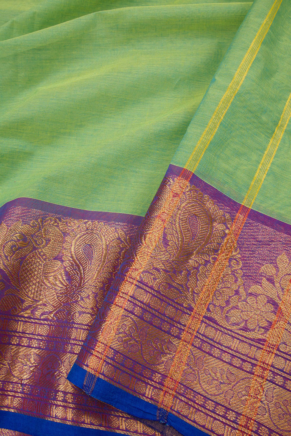 Spring Green Handloom Kanchi Cotton Saree 10063458