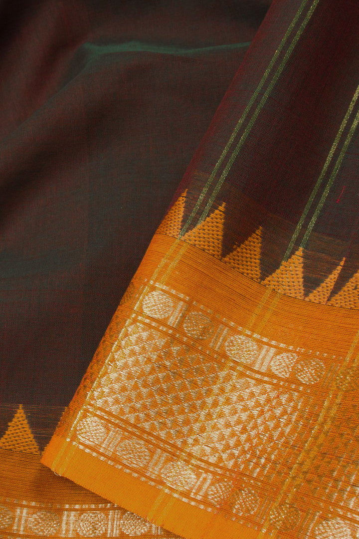 Snuff Brown Handwoven Kanchi Cotton Saree 10063463