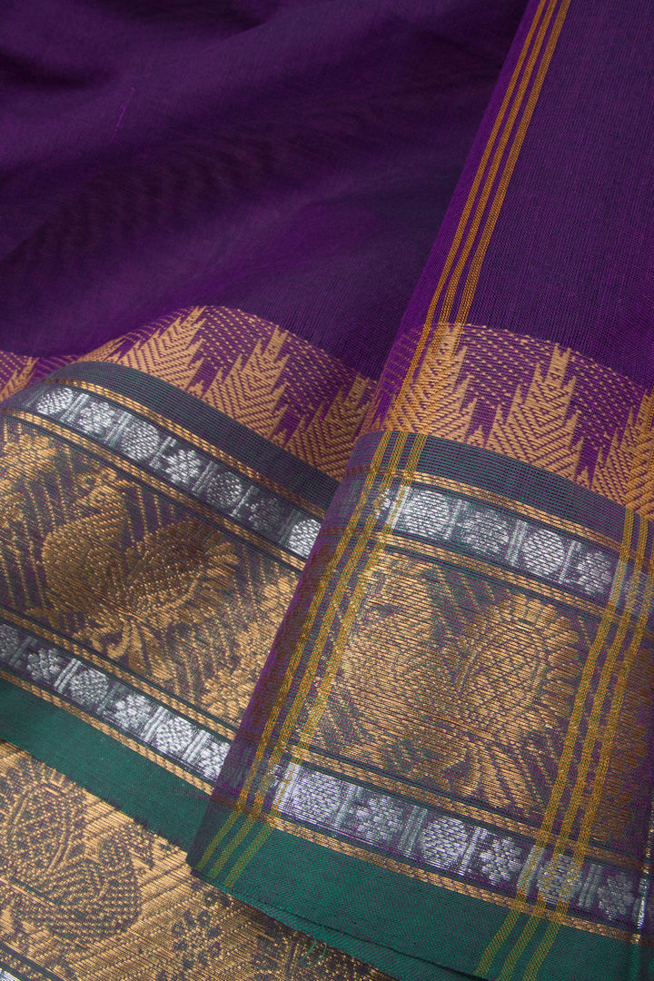 Violet Handloom Chettinad Cotton Saree - Avishya