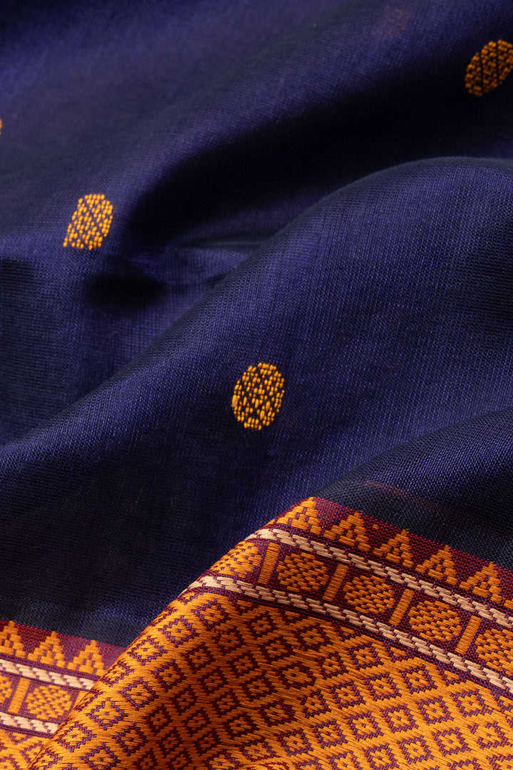 Royal Blue  Handloom Kanchi Silk Cotton Saree - Avishya