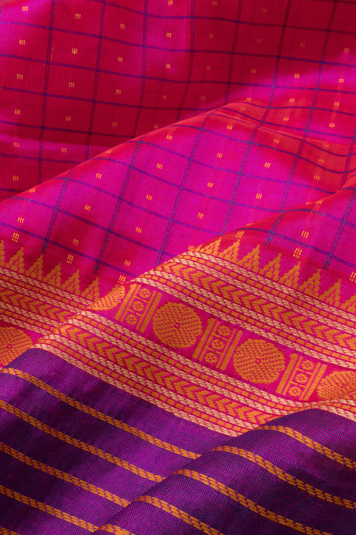 Pink Handloom Kanchi Silk Cotton Saree 10065355