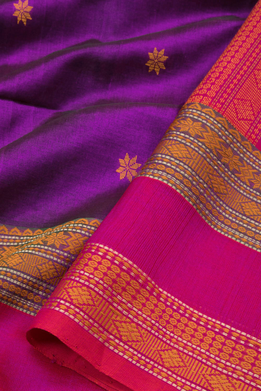 Purple Handloom Kanchi Silk Cotton Saree - Avishya