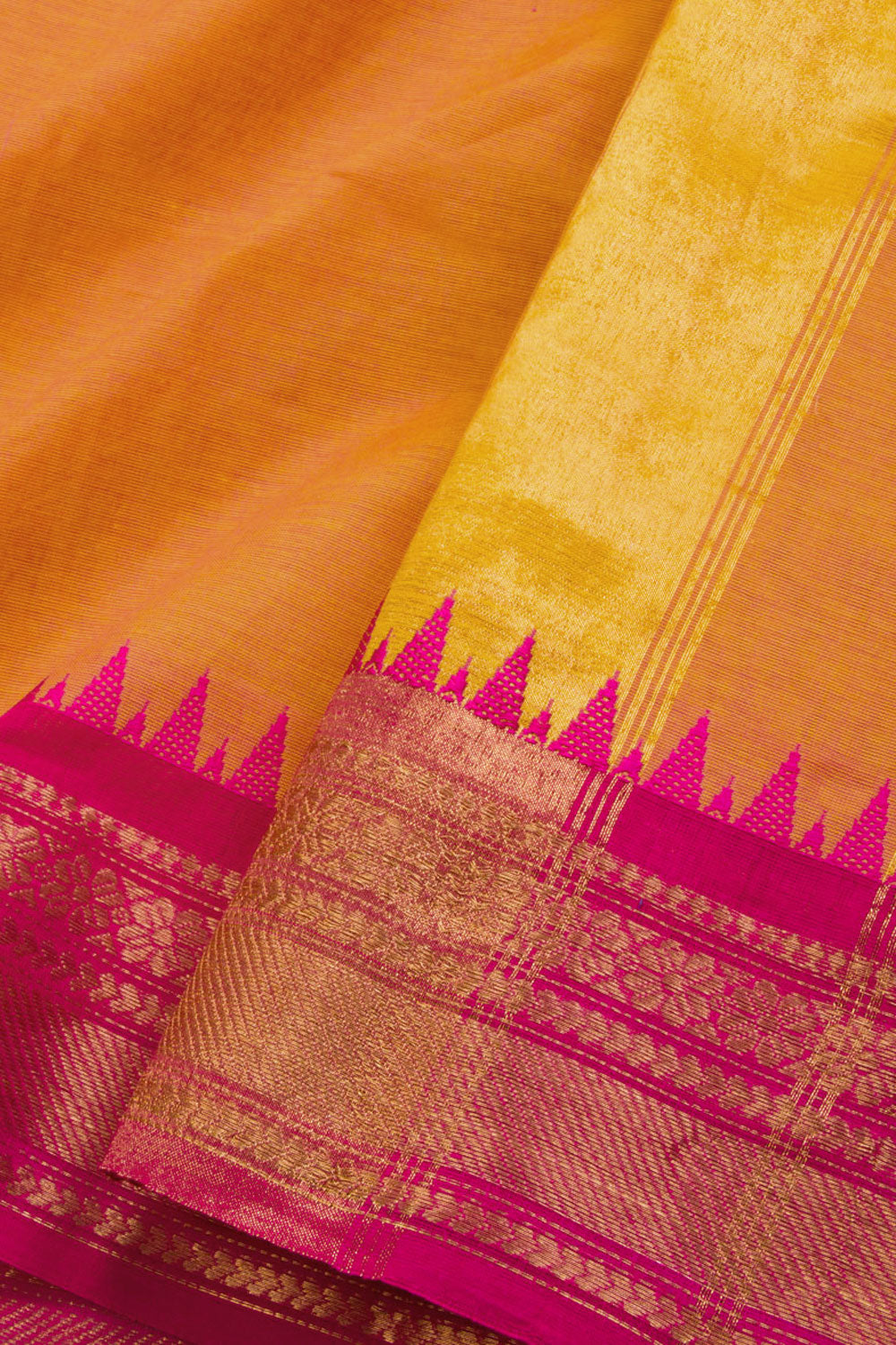 Orange Handwoven Kanchi Cotton Saree 10069278