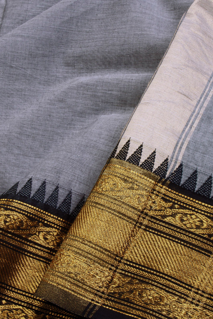 Grey Handwoven Kanchi Cotton Saree 10069285