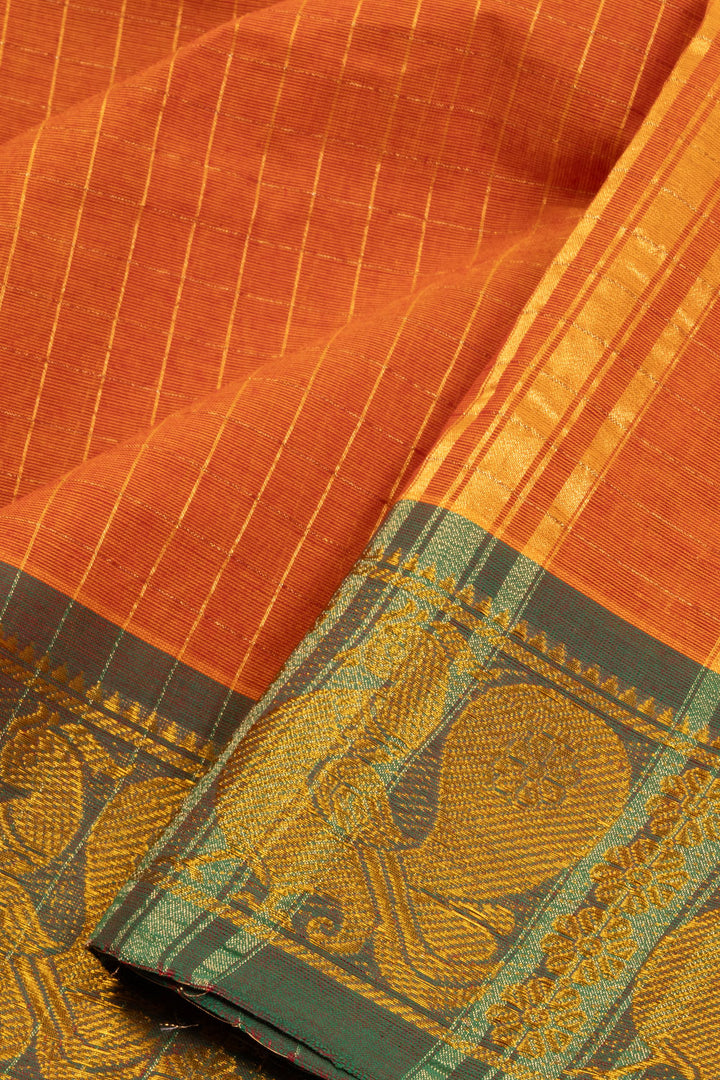 Orange Handloom Kanchi Cotton Saree