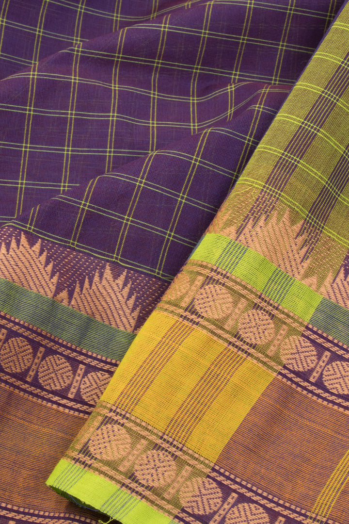 Violet Handwoven Kanchi Cotton Saree