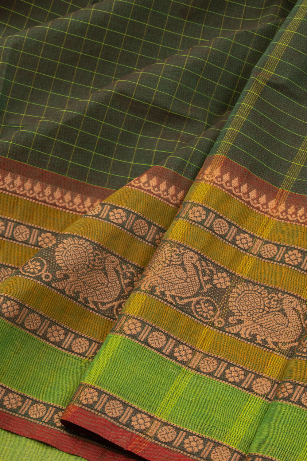 Green Handloom Kanchi Cotton Saree