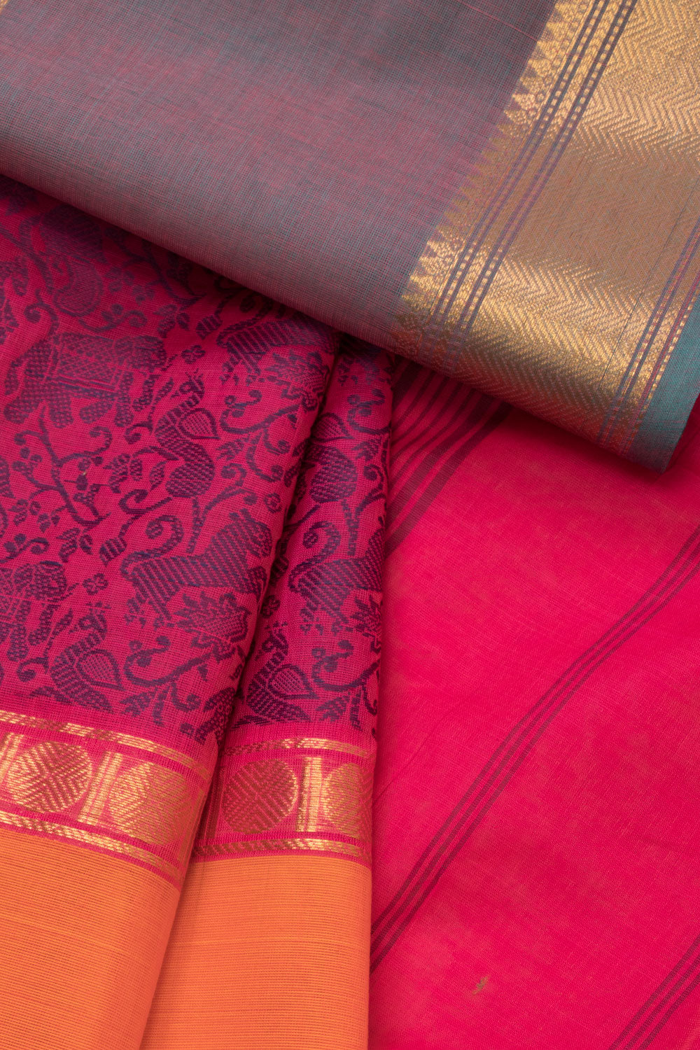 Pink Handloom Kanchi Cotton Saree