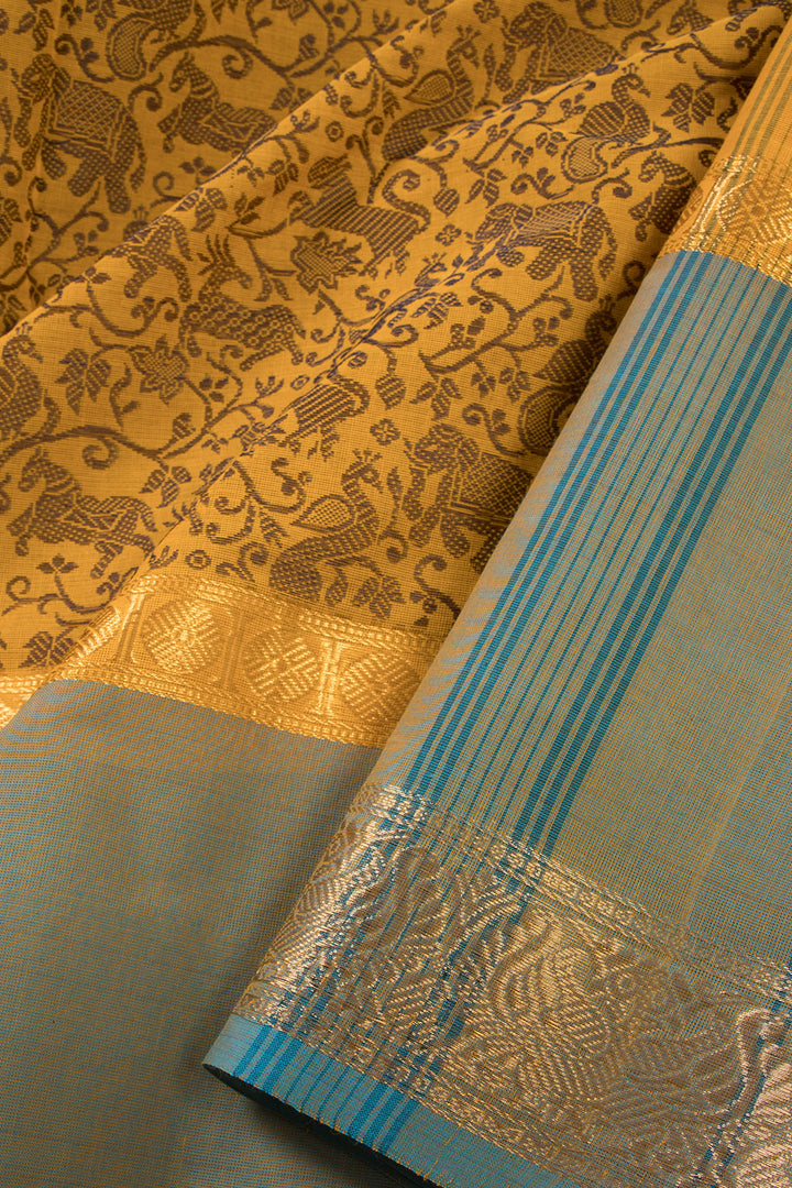 Yellow Handloom Kanchi Cotton Saree 