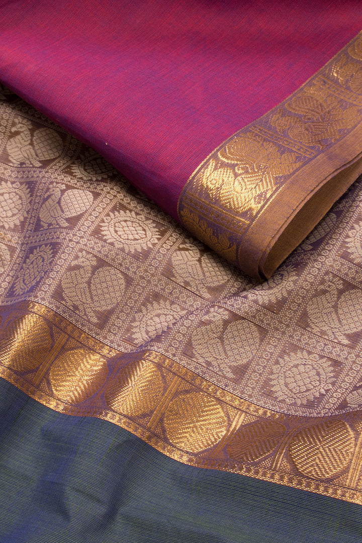 Brown Handloom Kanchi Cotton Saree