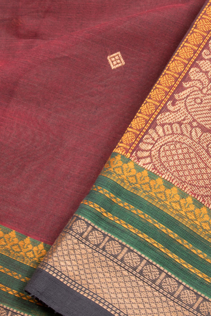 Maroon Handloom Kanchi Cotton Saree 