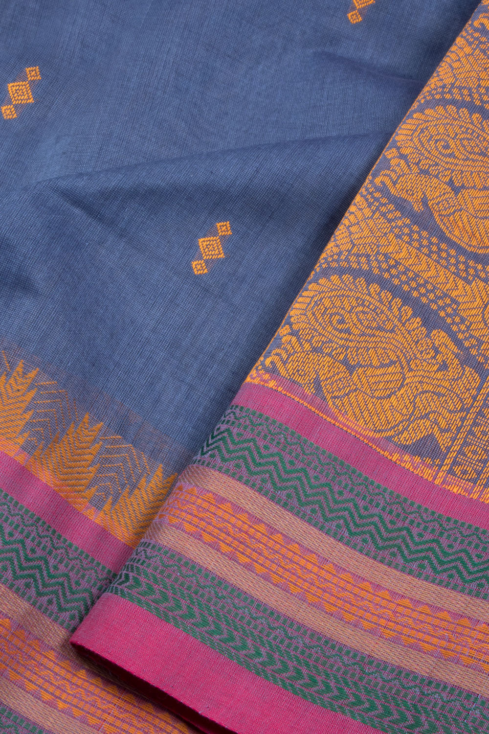 Blue Handloom Kanchi Cotton Saree 