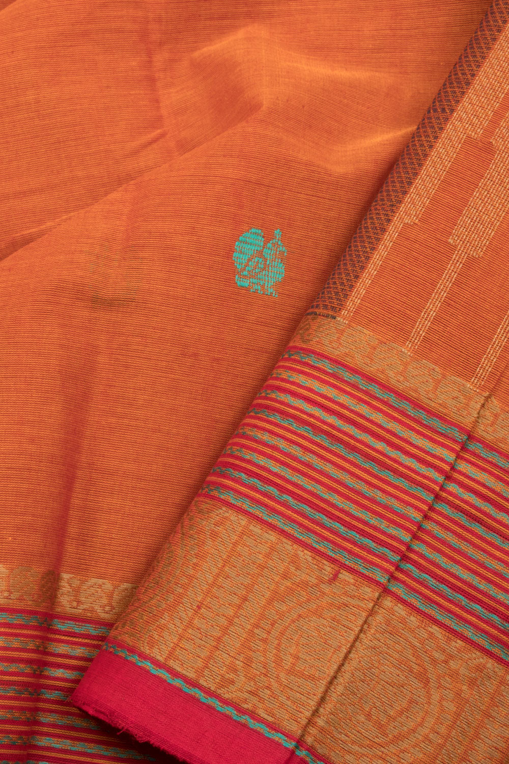 Orange Handloom Kanchi Cotton Saree 