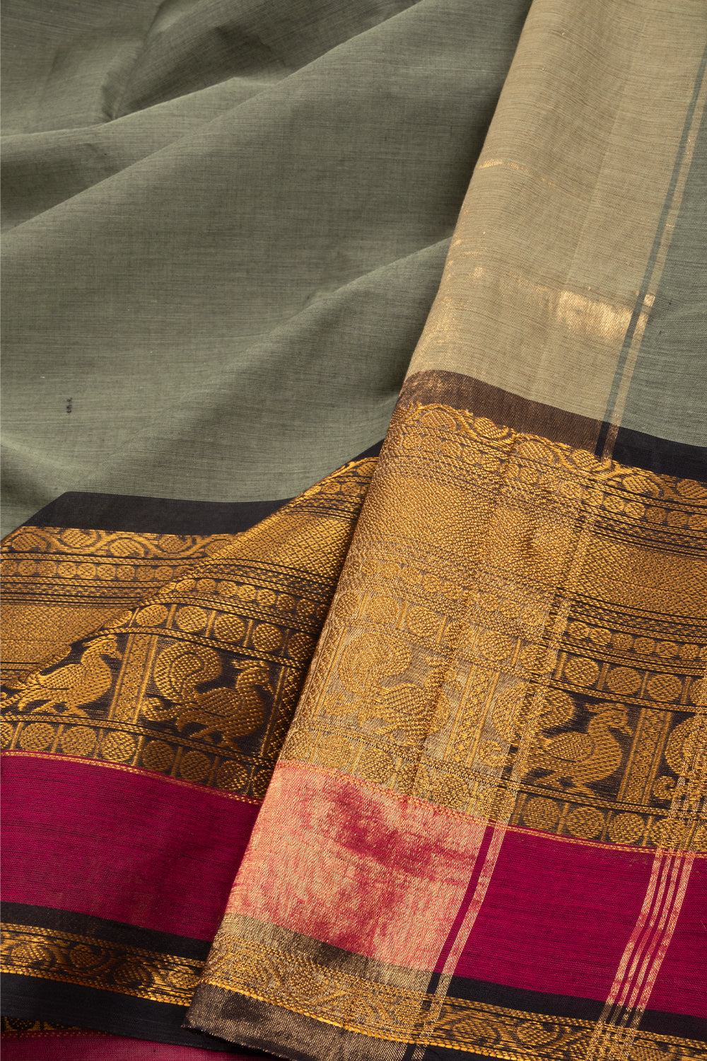 Grey Handloom Kanchi Cotton Saree