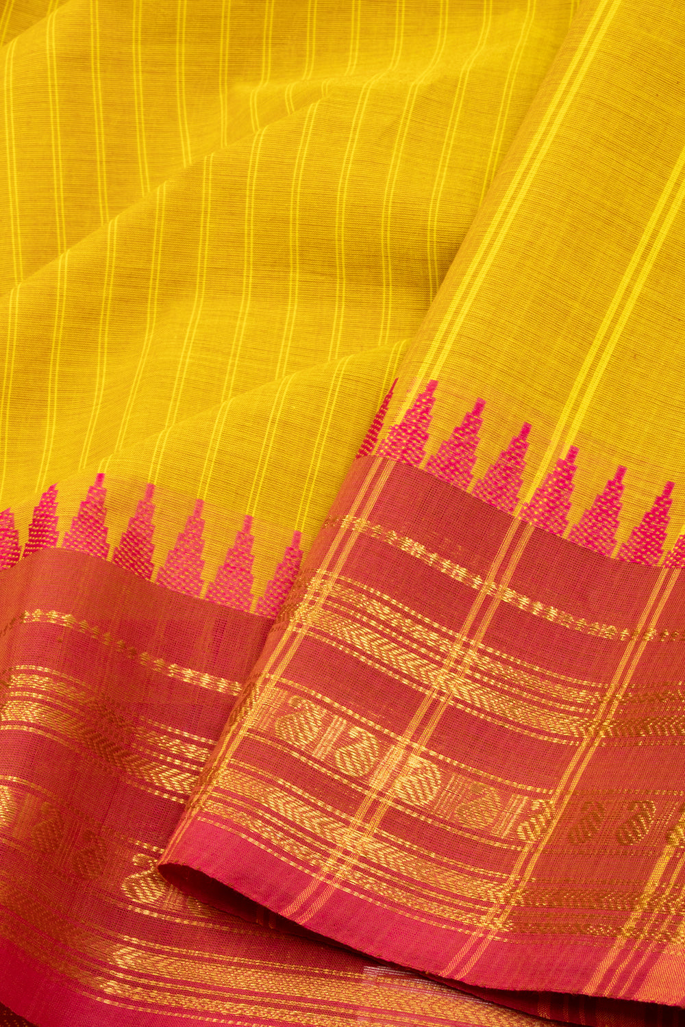 Yellow Handloom Kanchi Cotton Saree 