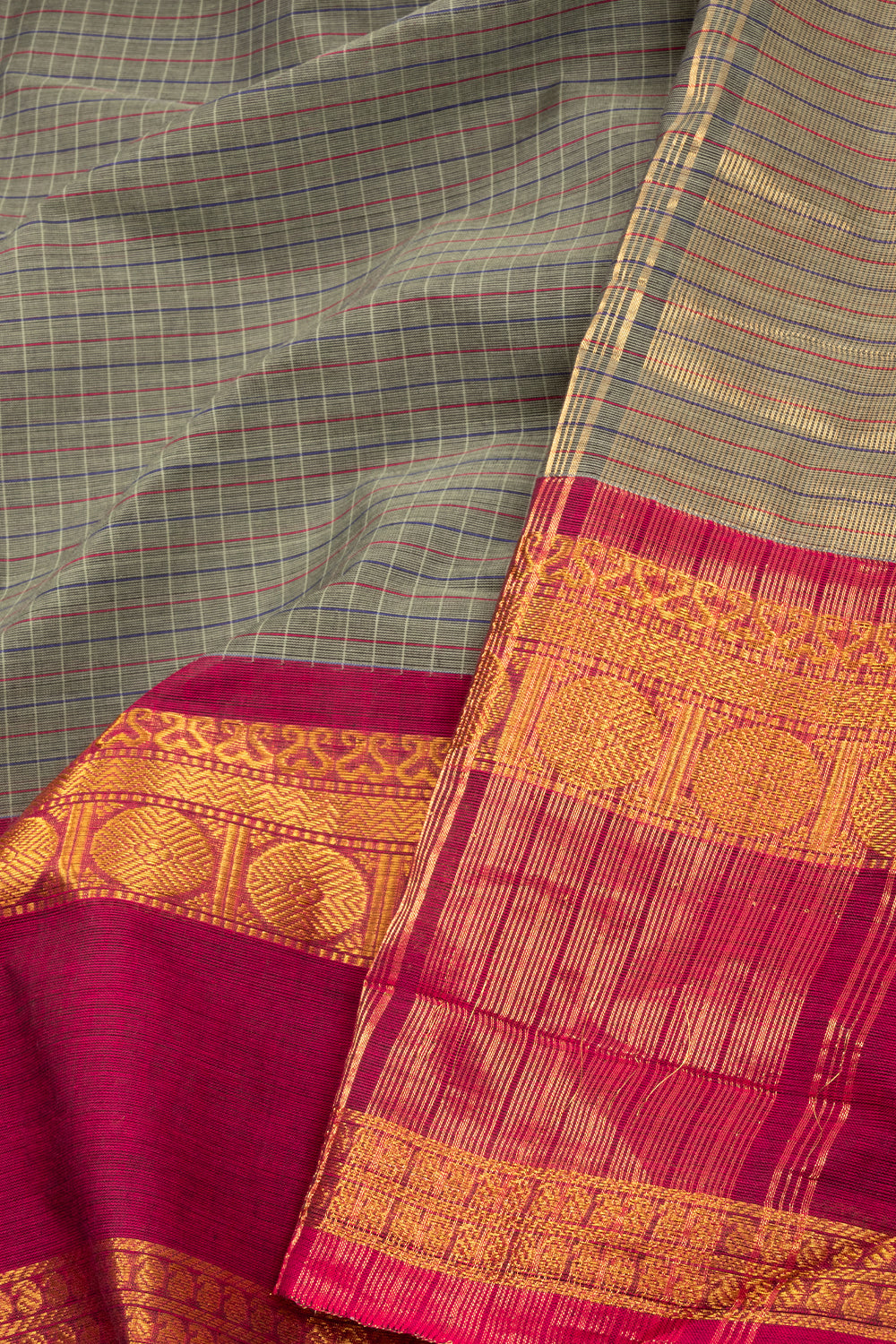 Grey Handloom Kanchi Cotton Saree 