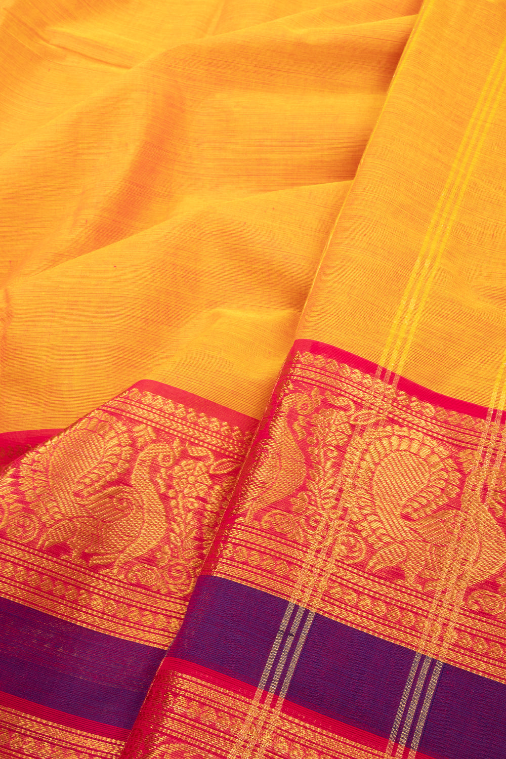 Yellow Handloom Kanchi Cotton Saree