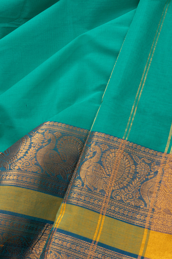 Teal Green Handloom Kanchi Cotton Saree 